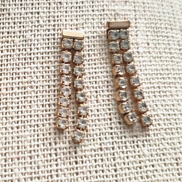 2 pc Vintage Lot Crystal Post Earrings Gold Children Dancing Brooch Pin ML40 - Picture 4 of 7